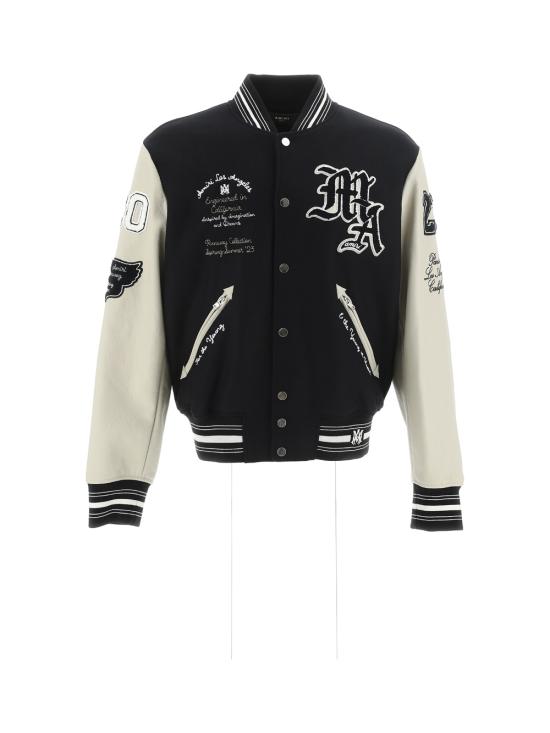  아미리 / 남성 패치 자수 오버사이즈 바시티 자켓 MOS026 000 001 BLACK BPG