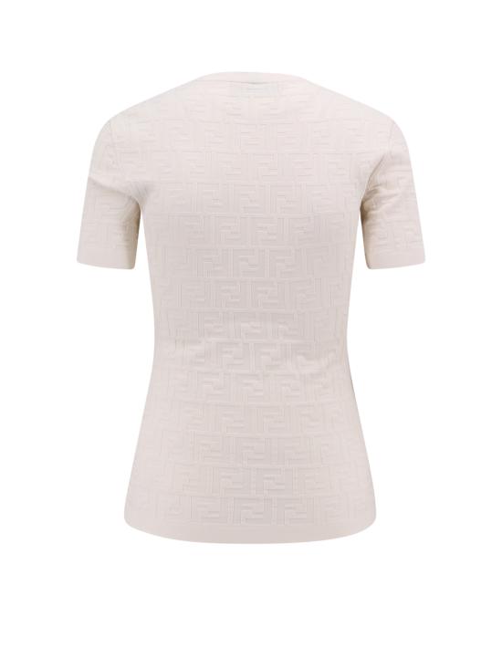  펜디 / 여성 모티프 화이트 비스코스 반팔 스웨터 FZX999AQ41 F1M2A Beige BPG - FENDI