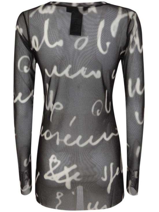  마리아 칼데라라 긴팔 티셔츠 Q202T 911 BLACK MILK WRITING - MARIA CALDERARA