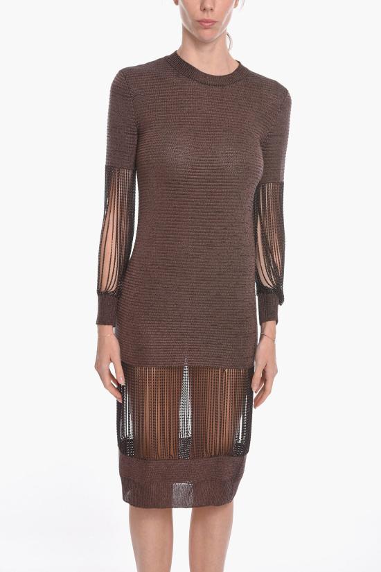  보테가베네타  니트 미디 원피스 드레스 626873VKWL02452 Brown - BOTTEGA VENETA