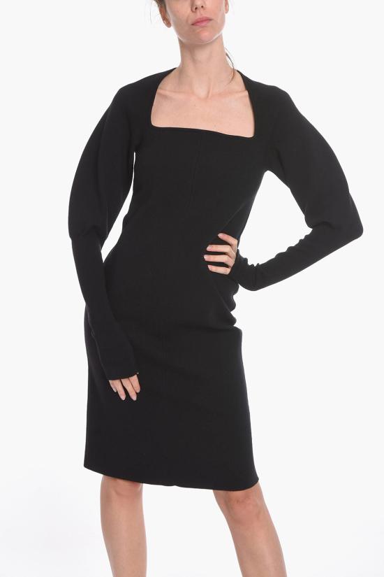  보테가베네타  컷아웃 울 니트 미디 원피스 드레스 591418VA8201000 Black - BOTTEGA VENETA
