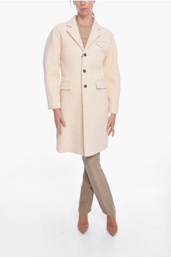  보테가베네타  코튼 부클레 싱글 브레스티드 코트  653037V0CL09206 White - BOTTEGA VENETA