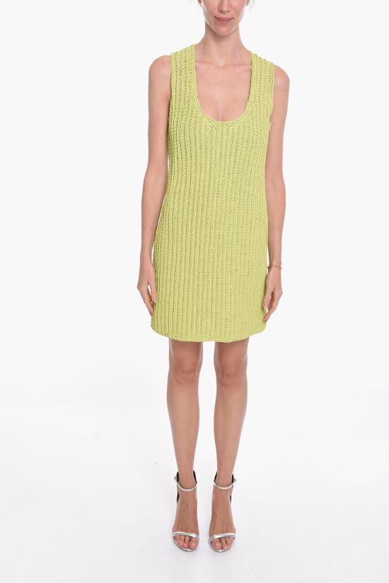  보테가베네타  니트 미디 원피스 드레스 655904V0SA03441 Green