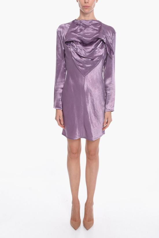  보테가베네타  새틴 반다나 미디 원피스 드레스 648460V0CS05115 Violet