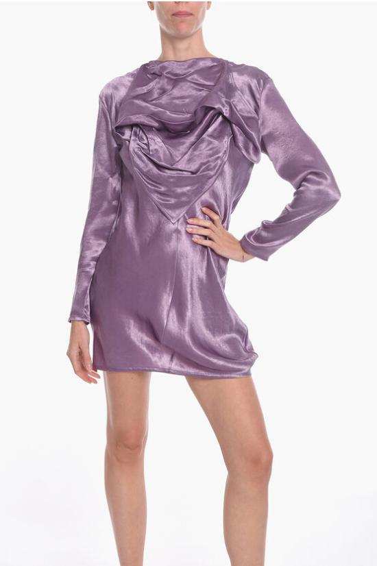  보테가베네타  새틴 반다나 미디 원피스 드레스  648460V0CS05115 Violet - BOTTEGA VENETA