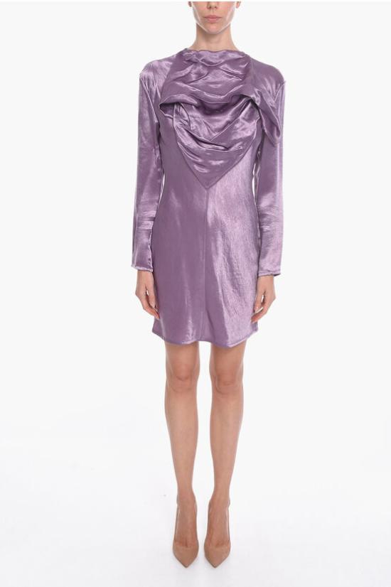  보테가베네타  새틴 반다나 미디 원피스 드레스  648460V0CS05115 Violet