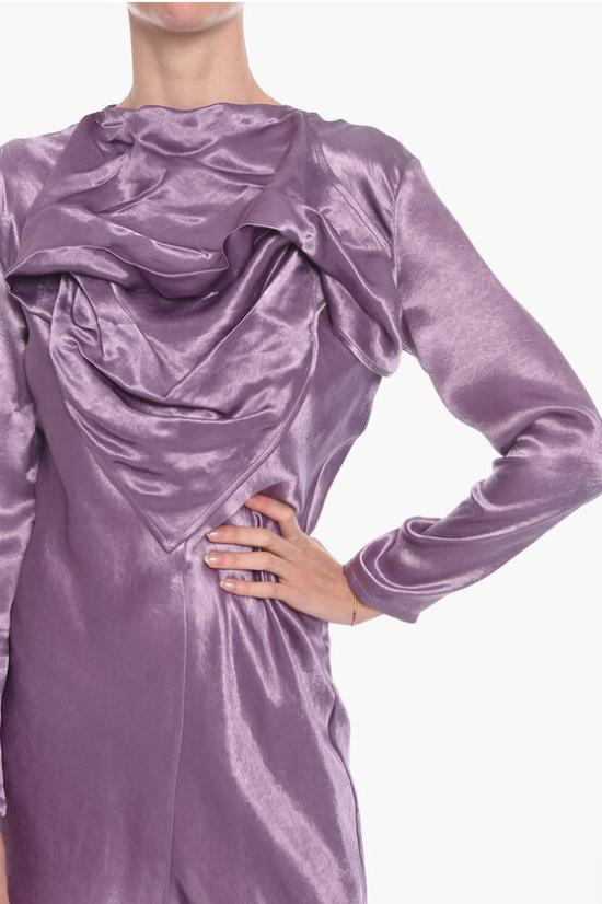  보테가베네타  새틴 반다나 미디 원피스 드레스  648460V0CS05115 Violet - BOTTEGA VENETA