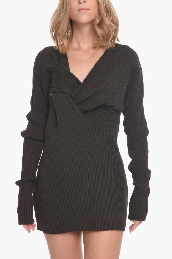  보테가베네타  니트 미니 드레스 610188VKMT02207 Brown - BOTTEGA VENETA