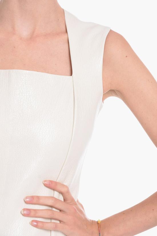  보테가베네타  스퀘어 네크라인 민소매 미디 원피스 드레스 585767VF3N09201 White - BOTTEGA VENETA
