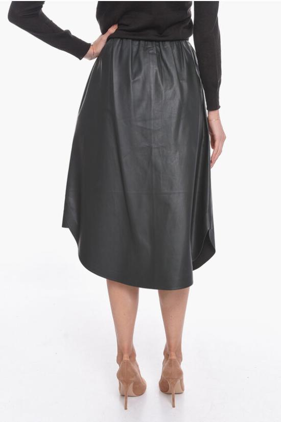  보테가베네타 집업 가죽 롱 스커트 610370VKLP01422 Anthracite - BOTTEGA VENETA