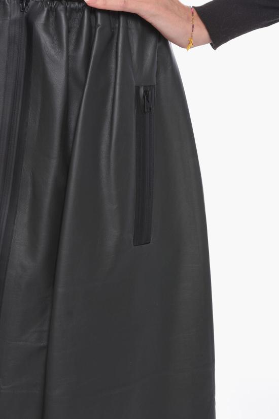  보테가베네타 집업 가죽 롱 스커트 610370VKLP01422 Anthracite - BOTTEGA VENETA