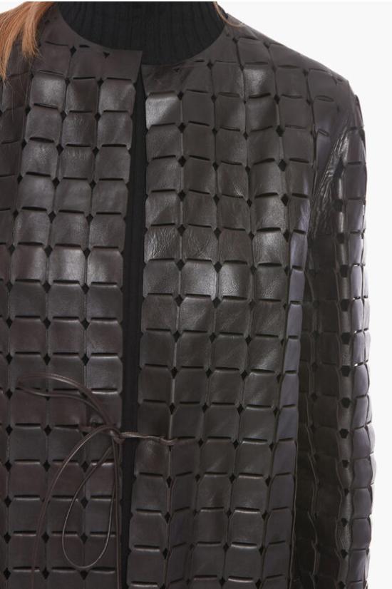  보테가베네타  드로스트링 가죽 코트  581045VF3G08812 Brown - BOTTEGA VENETA