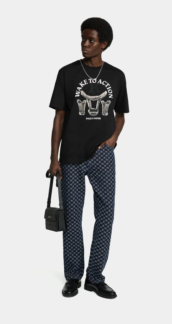  데일리 페이퍼 반팔 티셔츠 RIVO 2321203 BLACK - DAILY PAPER