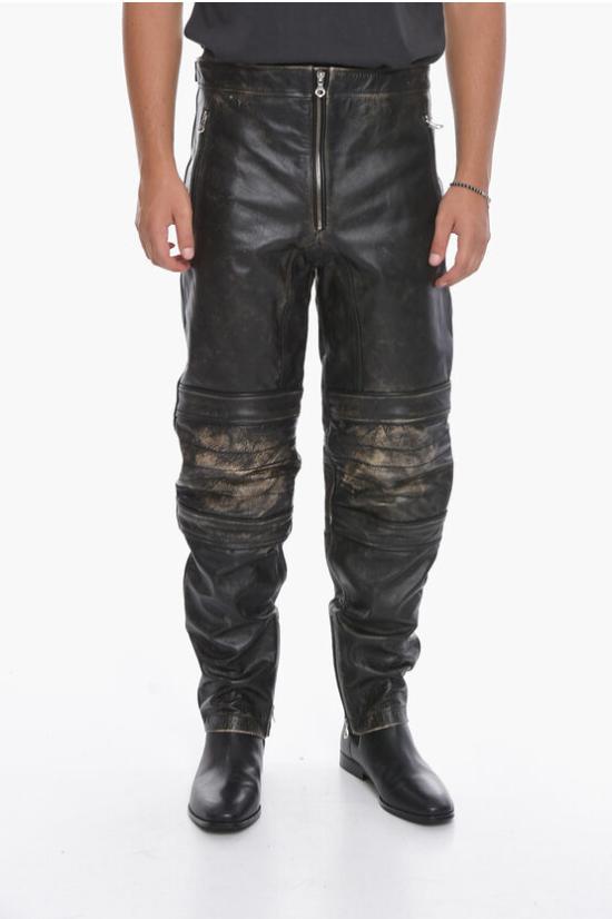  디젤 / 남성 마든 빈티지 레더 트레이닝/조거 팬츠 A06247 0CFAK 9XX Black BPG - DIESEL