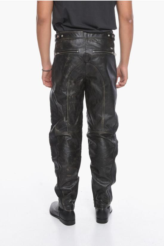  디젤 / 남성 마든 빈티지 레더 트레이닝/조거 팬츠 A06247 0CFAK 9XX Black BPG - DIESEL