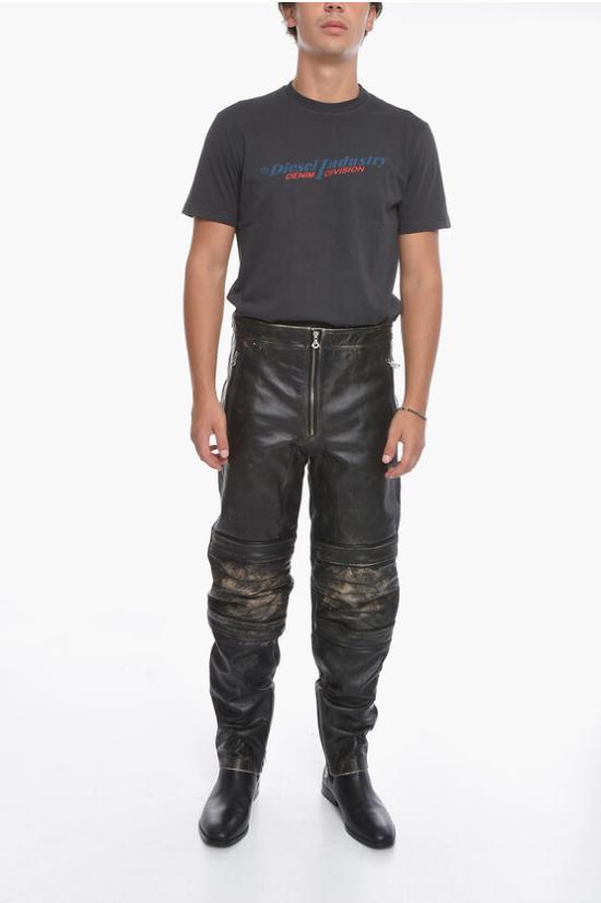  디젤 / 남성 마든 빈티지 레더 트레이닝/조거 팬츠 A06247 0CFAK 9XX Black BPG - DIESEL