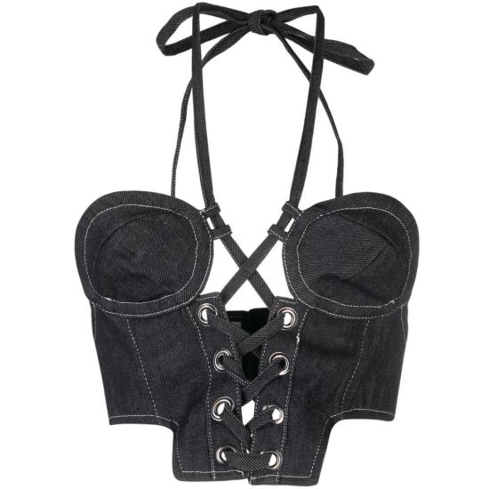  줄퍼 민소매 티셔츠 X TINA TOP BLACK