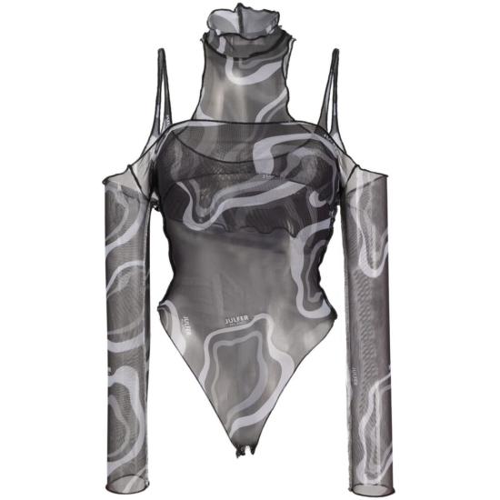  줄퍼 바디수트 티셔츠 226867 6166533 BLACK/GREY