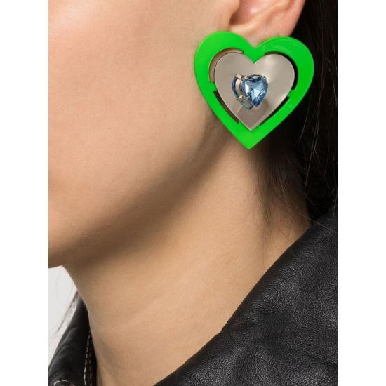  사프 사푸 이어링 NEON HEART EARRINGS GREEN SILVER GREEN - SAF SAFU