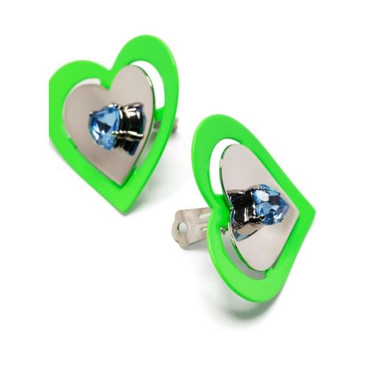  사프 사푸 이어링 NEON HEART EARRINGS GREEN SILVER GREEN - SAF SAFU