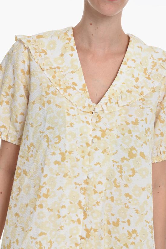  삼소앤삼소 블라우스 F22200130 0 DESERT FLOWER Bianco Marrone - SAMSOE SAMSOE