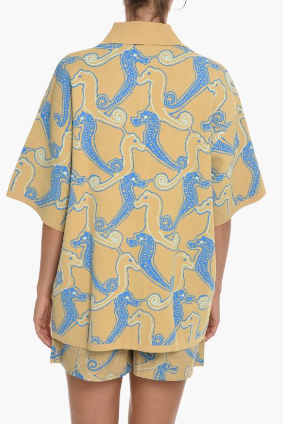  삼소앤삼소 셔츠 F22200058 0 AQUA SEAHORSE Beige Blu - SAMSOE SAMSOE