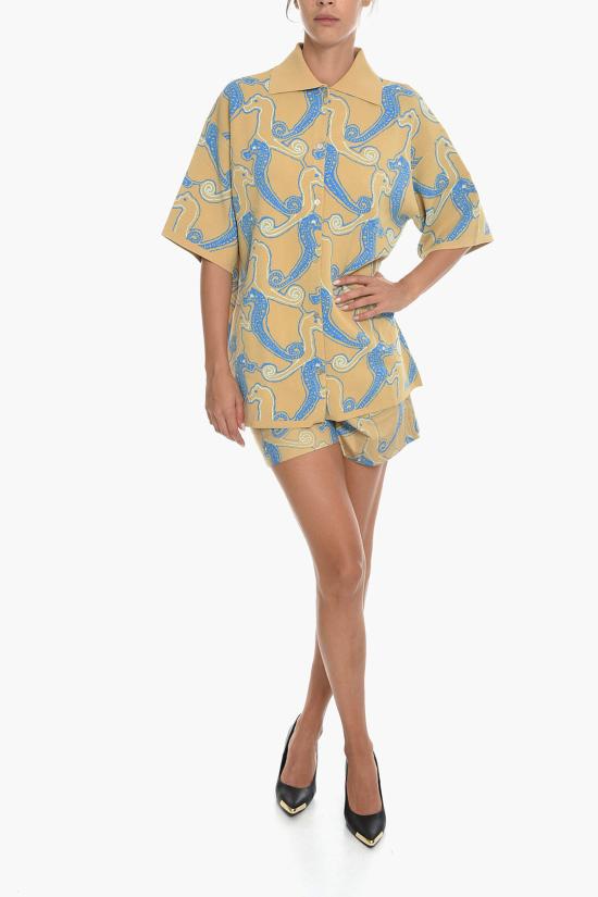  삼소앤삼소 셔츠 F22200058 0 AQUA SEAHORSE Beige Blu - SAMSOE SAMSOE