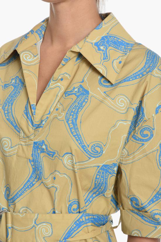  삼소앤삼소 롱 원피스 F22200106 0 AQUA SEAHORSE Blu, Marrone - SAMSOE SAMSOE