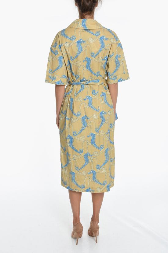  삼소앤삼소 롱 원피스 F22200106 0 AQUA SEAHORSE Blu, Marrone - SAMSOE SAMSOE