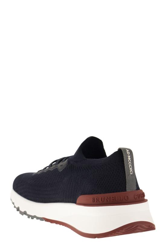  브루넬로 쿠치넬리 코튼 니트 세미 폴리쉬드 카프스킨 러너 MZUPMBO252 CP307 BLUE - BRUNELLO CUCINELLI