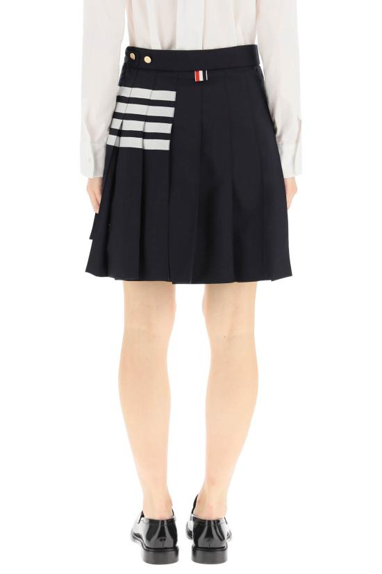 27SS 톰브라운 플레인 위브 미니 플리츠 4바 스커트 FGC402V06146 415 BLUE - THOM BROWNE