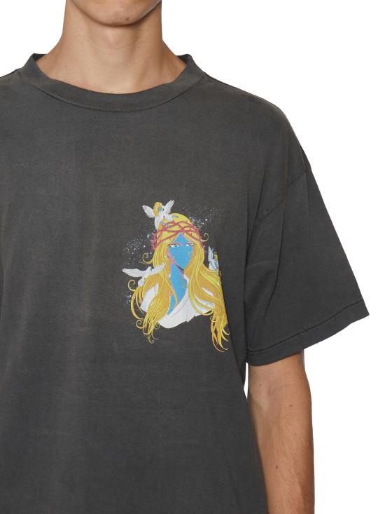 24FW 세인트 미카엘 반팔 티셔츠 GSMS230000013 Grey - SAINT MXXXXXX