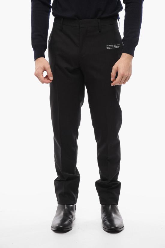  오프화이트 스트레이트 팬츠 OMCA211C99FAB001 1001 Nero Bianco e