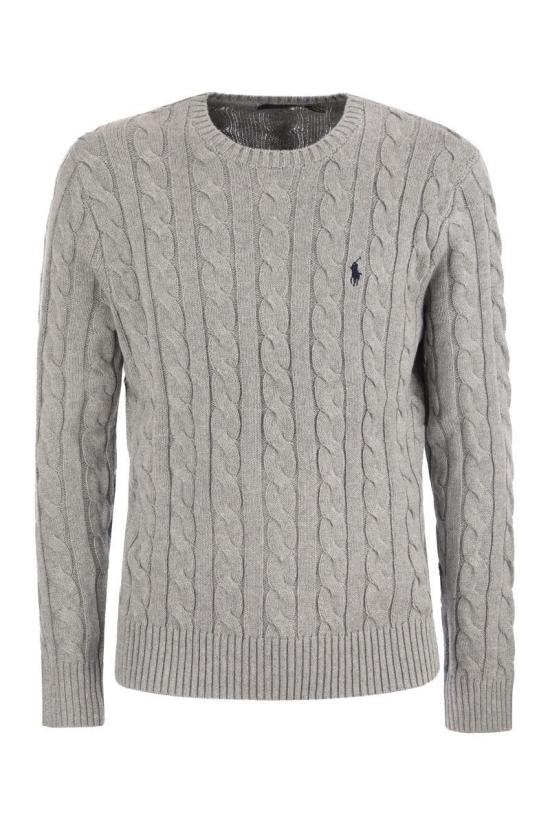  폴로 랄프로렌 로고 자수 케이블 니트 스웨터  710775885 GREY