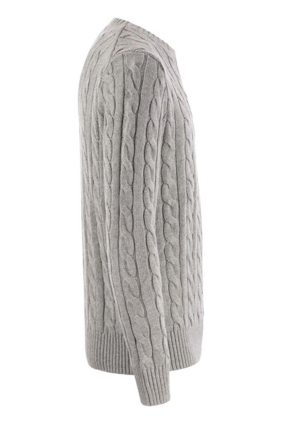  폴로 랄프로렌 로고 자수 케이블 니트 스웨터  710775885 GREY - RALPH LAUREN