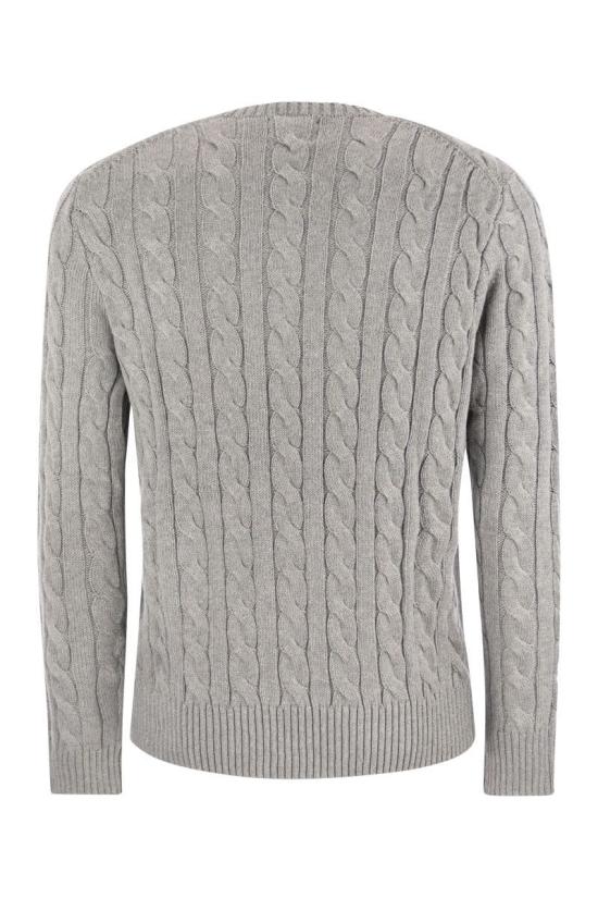  폴로 랄프로렌 로고 자수 케이블 니트 스웨터  710775885 GREY - RALPH LAUREN