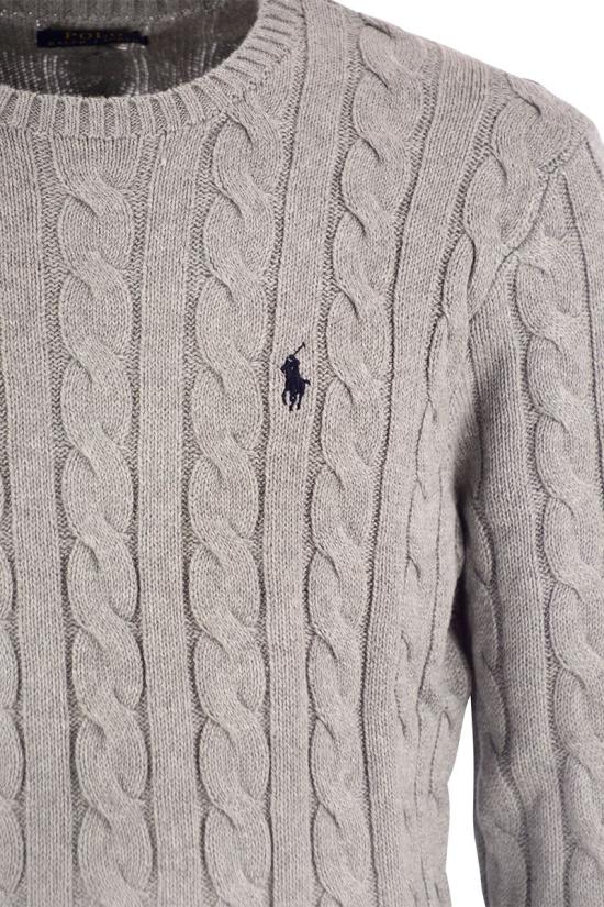  폴로 랄프로렌 로고 자수 케이블 니트 스웨터  710775885 GREY - RALPH LAUREN