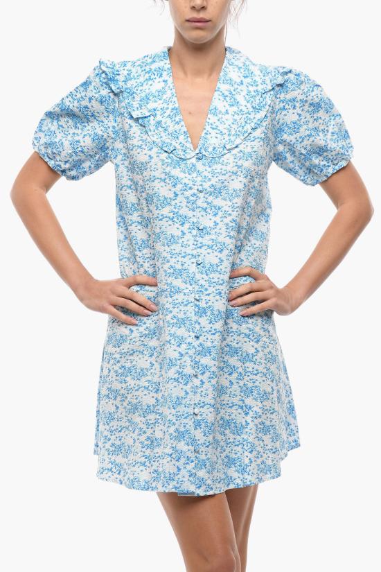  삼소앤삼소 숏 원피스 F22200132 0 IBIZA SEAWEED Bianco, Blu - SAMSOE SAMSOE