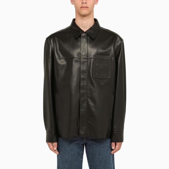  로에베 / 남성 아나그램 포켓 레더 긴팔 셔츠 H526Y31L14LE Black BPG - LOEWE