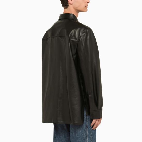  로에베 / 남성 아나그램 포켓 레더 긴팔 셔츠 H526Y31L14LE Black BPG - LOEWE