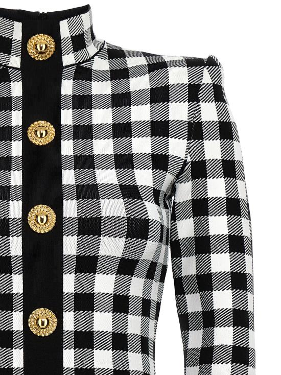  발망 숏 원피스 CF1R8019KF51EAB White Black - BALMAIN