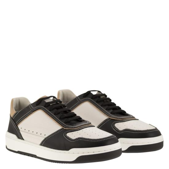  브루넬로 쿠치넬리 스니커즈 MZUAGLZ301 WHITE SAND BLACK - BRUNELLO CUCINELLI