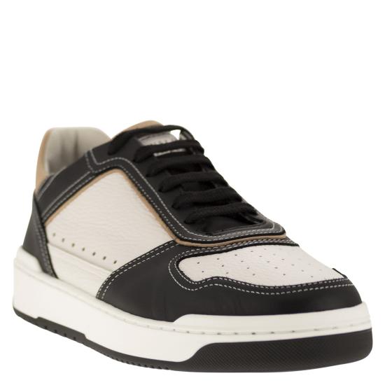  브루넬로 쿠치넬리 스니커즈 MZUAGLZ301 WHITE SAND BLACK - BRUNELLO CUCINELLI