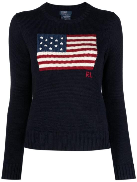  폴로 랄프로렌 아이코닉 플래그 스웨터 211896939 001 NAVY BLUE