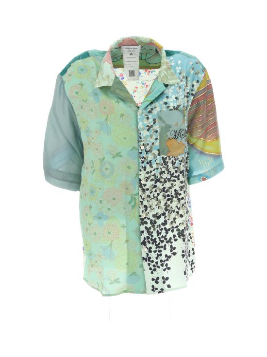  마린세르 / 성 패치워크 와이드 실크 반팔 블라우스 T076XU WOVSE0001 05 BOK CHOY BPG