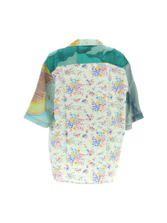  마린세르 / 성 패치워크 와이드 실크 반팔 블라우스 T076XU WOVSE0001 05 BOK CHOY BPG - MARINE SERRE