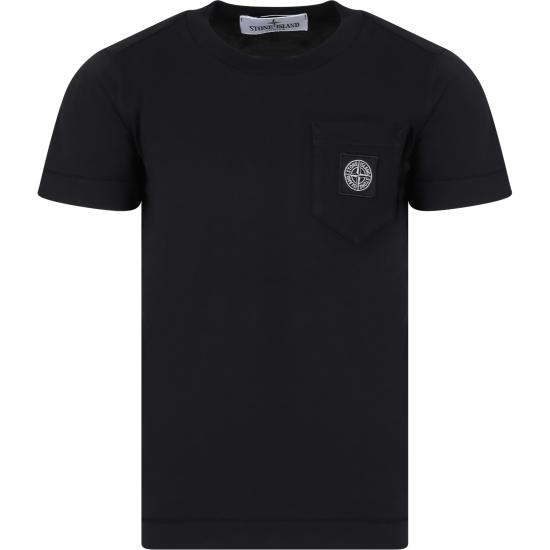 25FW [키즈] 스톤 아일랜드 티셔츠 741620347 V0029 BLACK