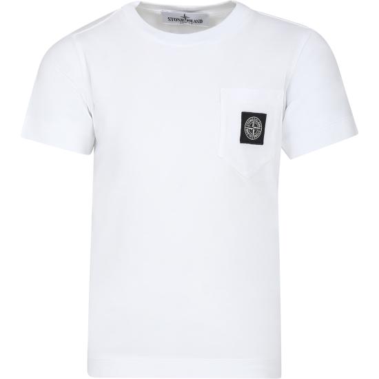 25FW [키즈] 스톤 아일랜드 티셔츠 761620347 V0001 WHITE