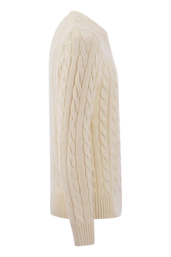  폴로 랄프로렌 로고 자수 케이블 니트 스웨터  710775885 CREAM - RALPH LAUREN