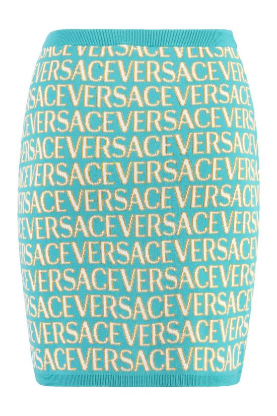  베르사체 미디 스커트 10112201A07960 5V540 TURQUOISE - VERSACE